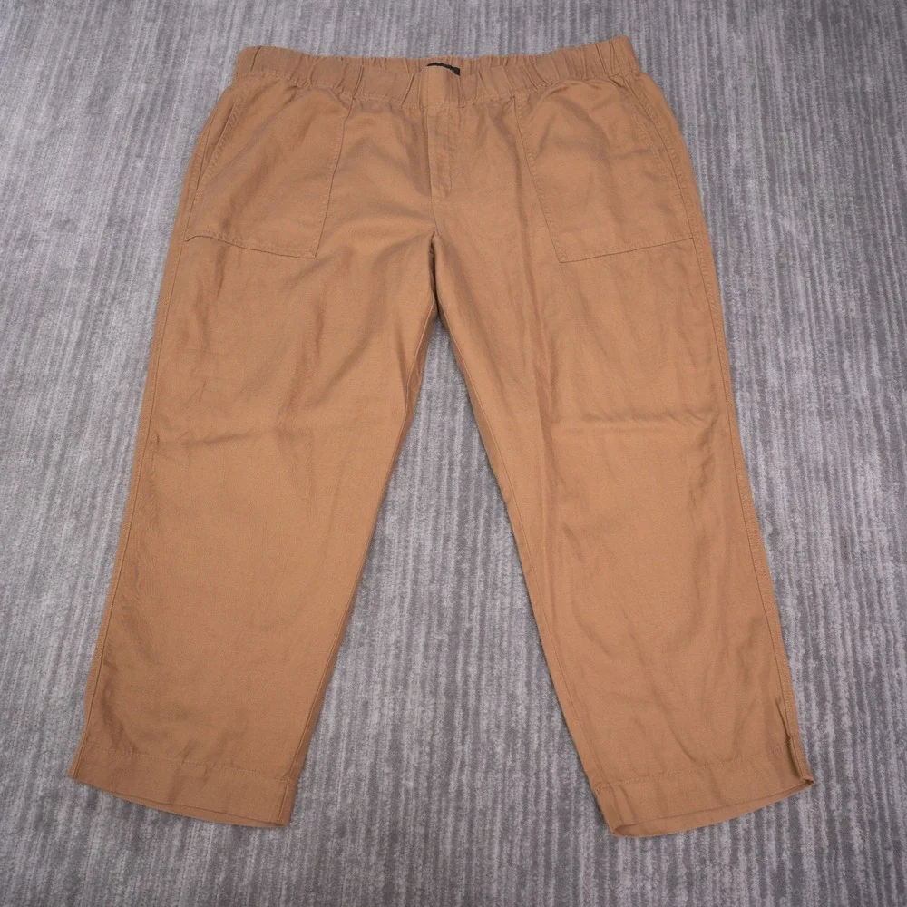 Banana Republic Pants Womens XXL Brown NEW Lyocell Linen Cotton Pull On